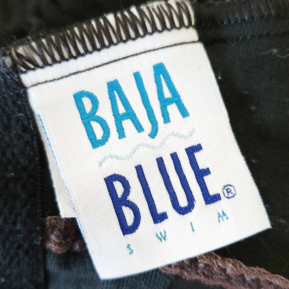 Vintage BAJA BLUE Swim black ribbed one piece scoop back bathing swimsuit Sz 4 - Picture 6 of 9